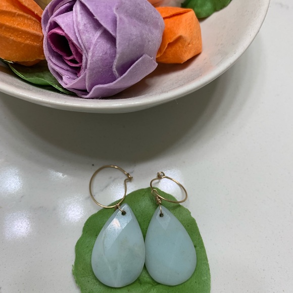 Sea green drop earrings. - Picture 3 of 3